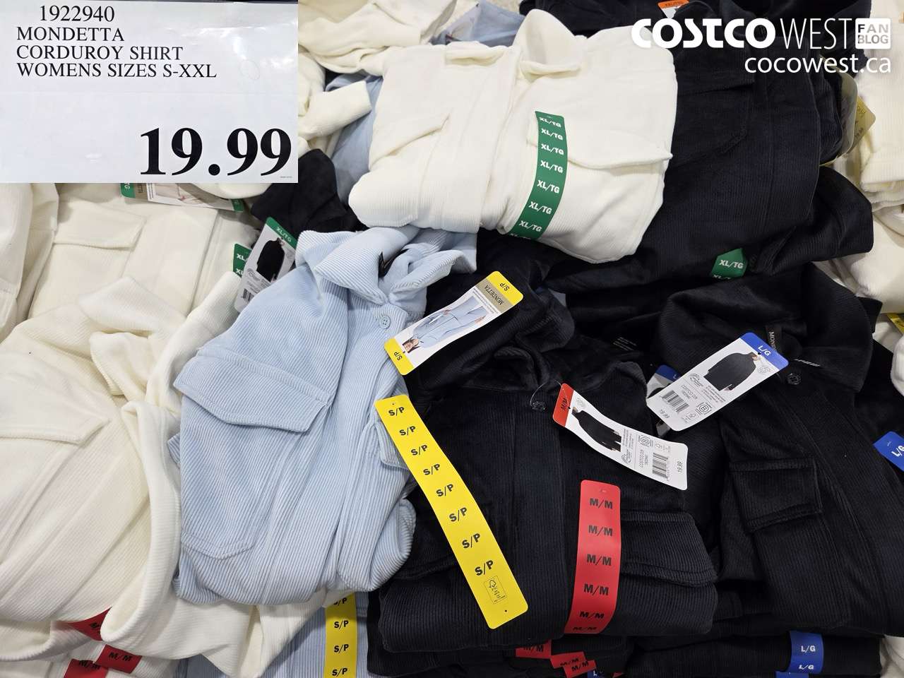 1922940 MONDETTA CORDUROY SHIRT WOMENS SIZES S-XXL $19.99