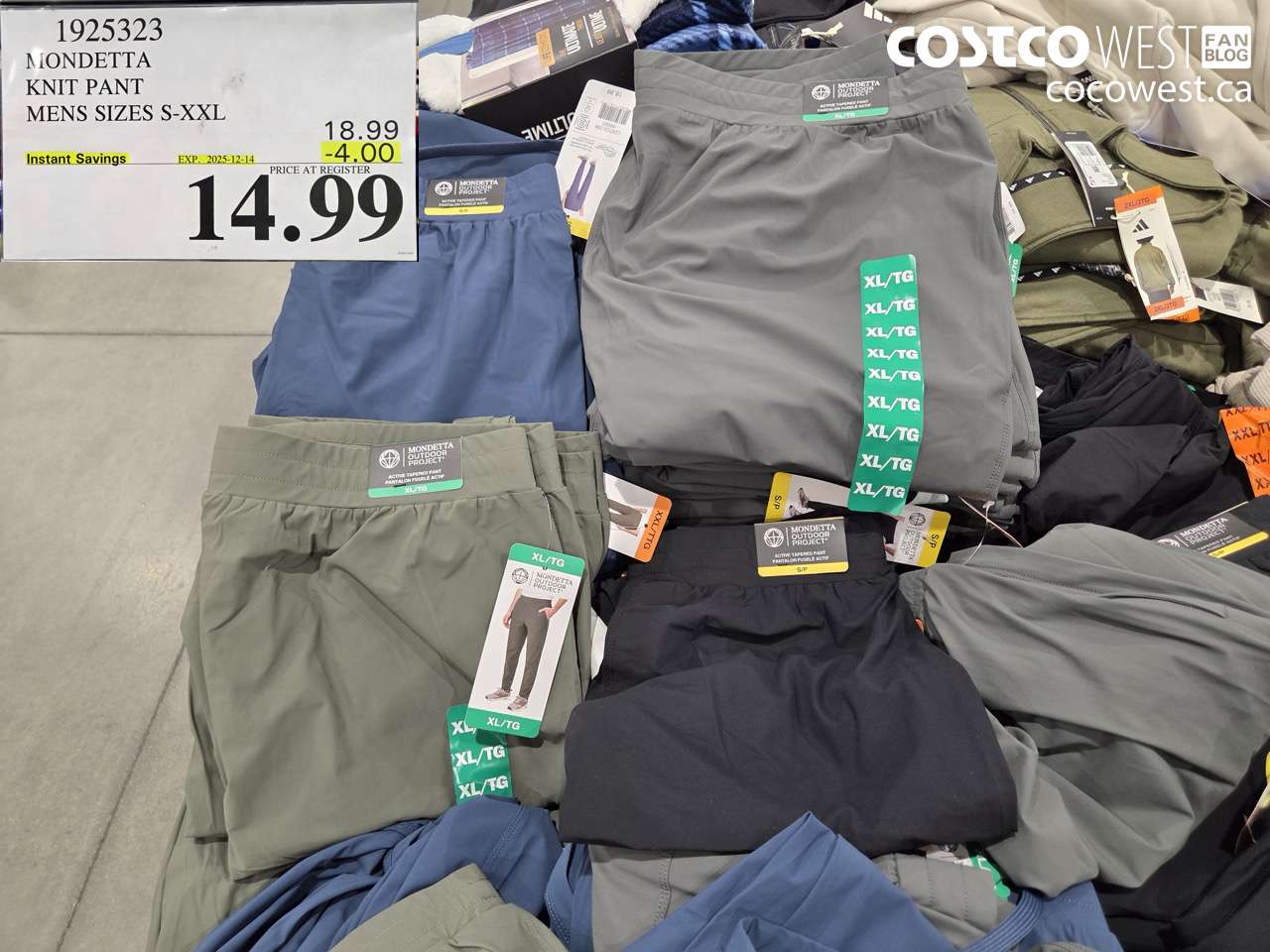 1925323 MONDETTA KNIT PANT MENS SIZES S-XXL ($4.00 INSTANT SAVINGS EXPIRES ON 2025-12-14) $14.99