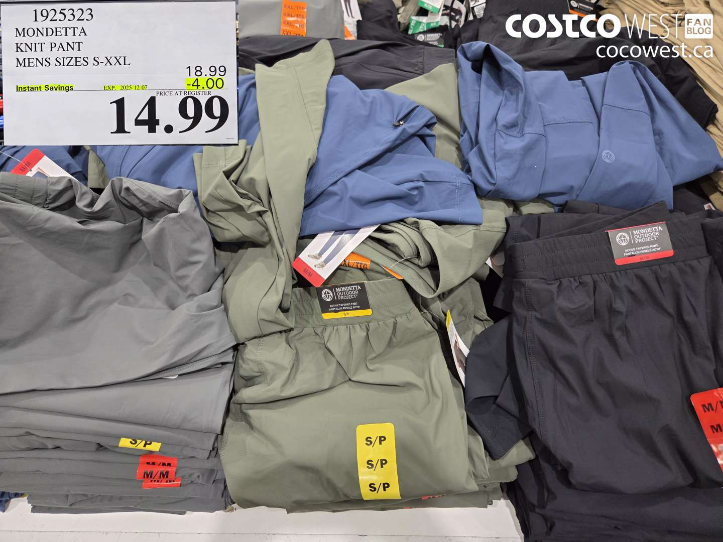 1925323 MONDETTA KNIT PANT MENS SIZES S- XXL ($4.00 INSTANT SAVINGS EXPIRES ON 2025-12-07) $14.99