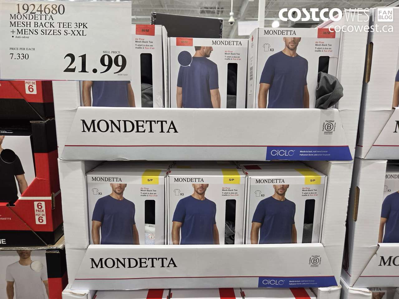 1924680 MONDETTA MESH BACK TEE 3PK MENS SIZES S-XXL $21.99