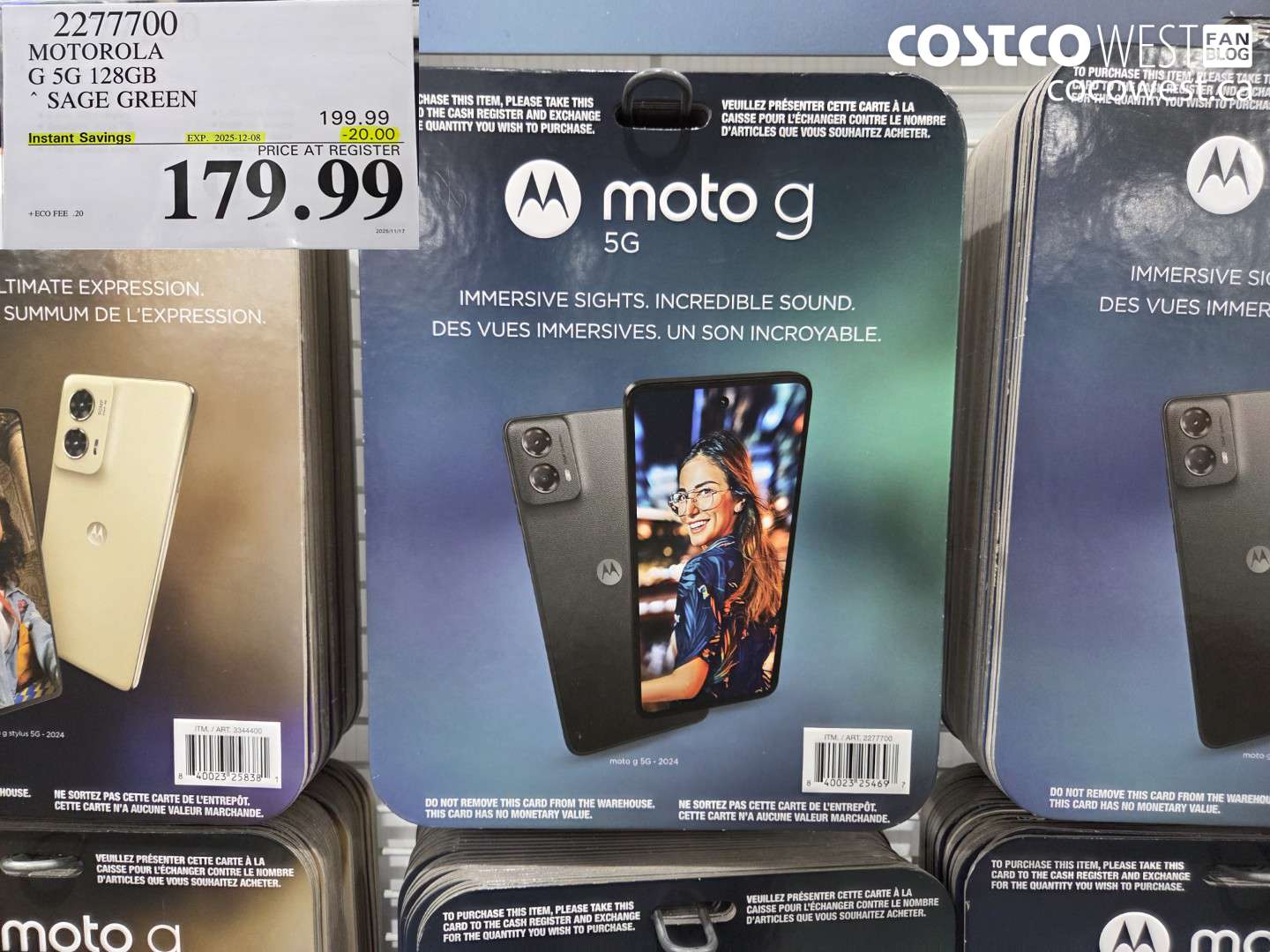 2277700 MOTOROLA G 5G 128GB SAGE GREEN ($20.00 INSTANT SAVINGS EXPIRES ON 2025-12-08) $179.99