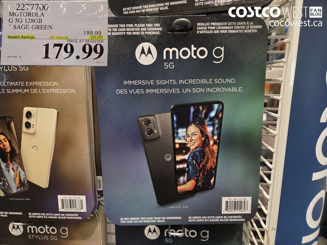 2277700 MOTOROLA G 5G 128GB SAGE GREEN ($20.00 INSTANT SAVINGS EXPIRES ON 2025-12-08) $179.99