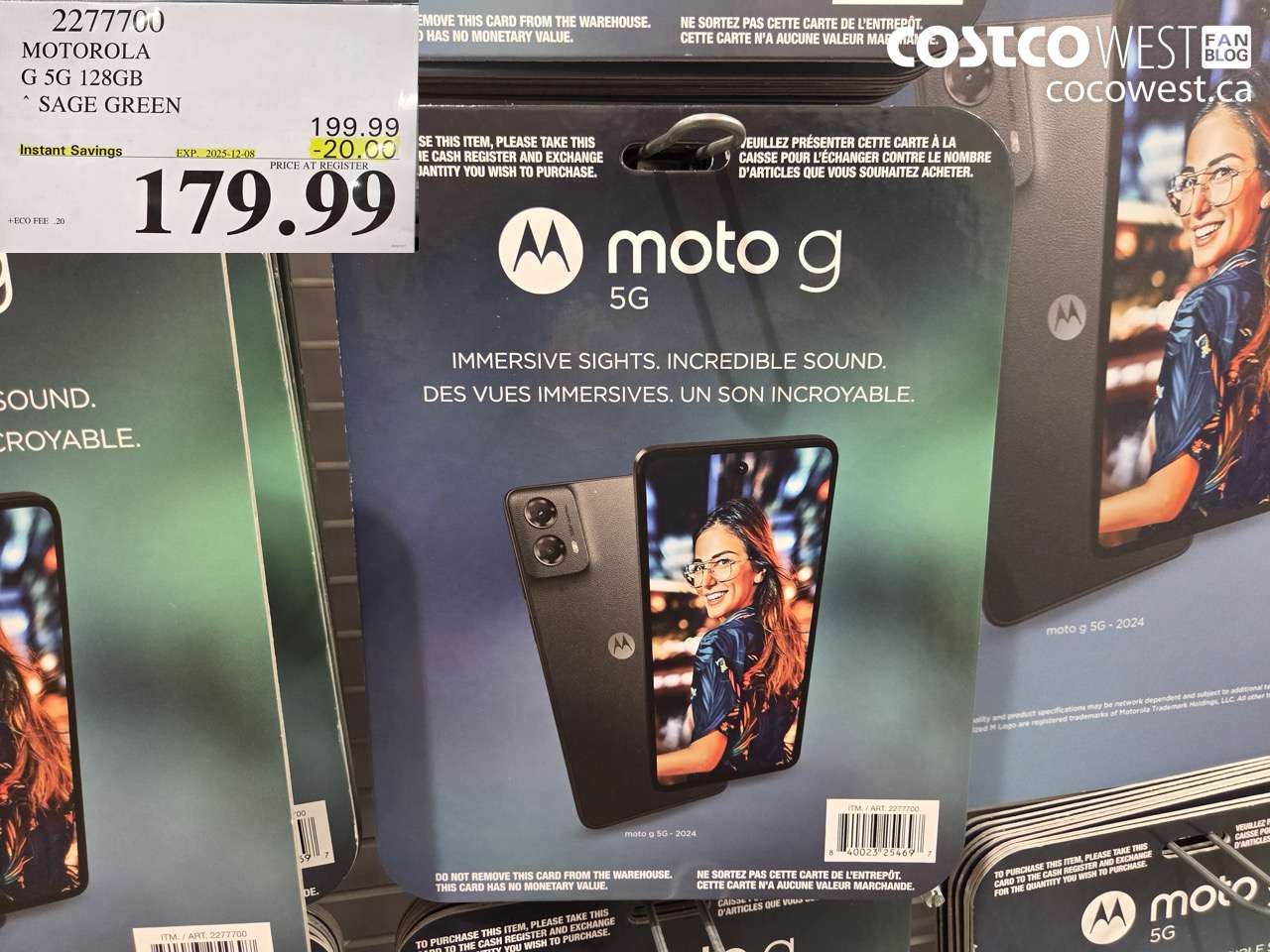 2277700 MOTOROLA G 5G 128GB SAGE GREEN ($20.00 INSTANT SAVINGS EXPIRES ON 2025-12-08) $179.99