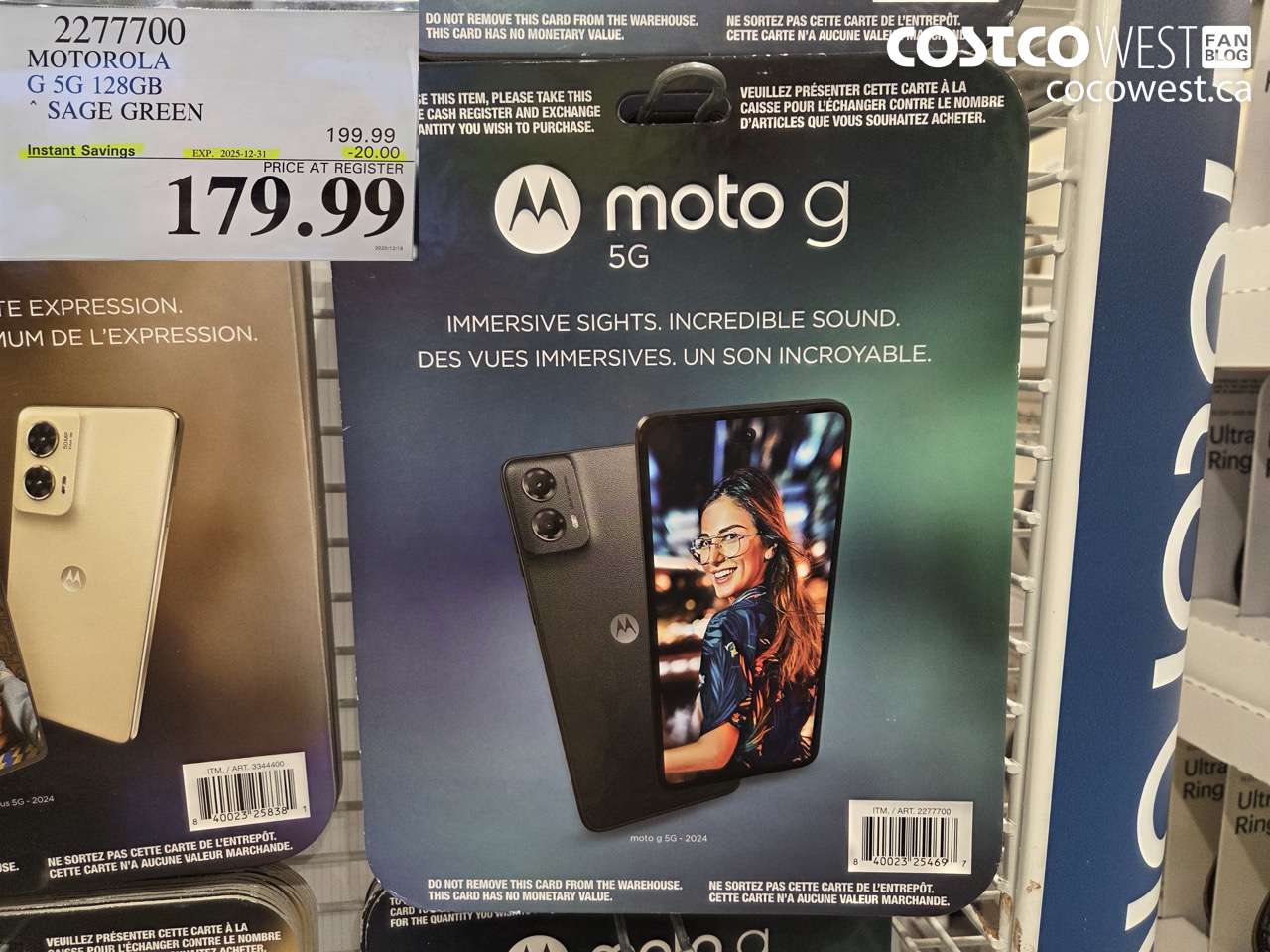 2277700 MOTOROLA G 5G 128GB SAGE GREEN ($20.00 INSTANT SAVINGS EXPIRES ON 2025-12-31) $179.99