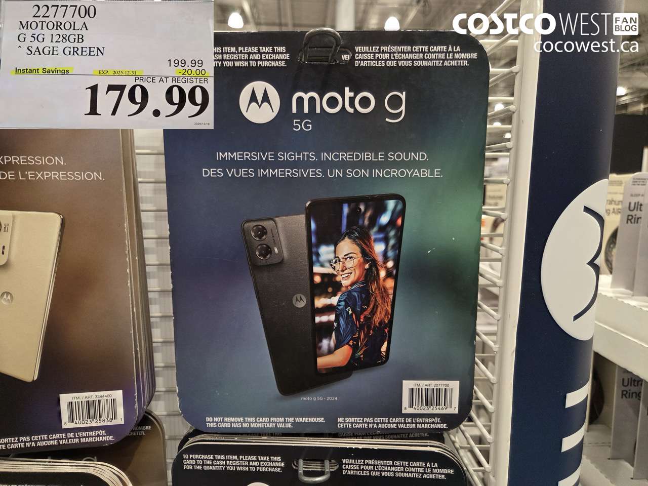 2277700 MOTOROLA G 5G 128GB SAGE GREEN ($20.00 INSTANT SAVINGS EXPIRES ON 2025-12-31) $179.99