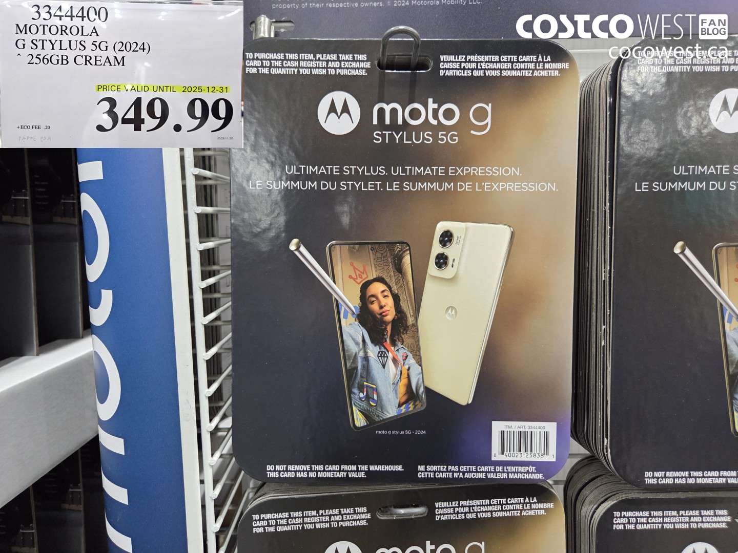 3344400 MOTOROLA G STYLUS 5G (2024) 256GB CREAM ($50.00 INSTANT SAVINGS EXPIRES ON 2025-12-31) $349.99