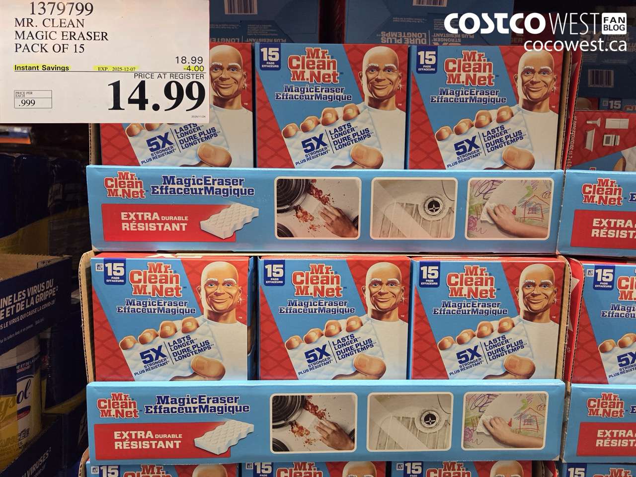 1379799 MR. CLEAN MAGIC ERASER VARIETY PACK OF 15 ($4.00 INSTANT SAVINGS EXPIRES ON 2025-12-07) $14.99