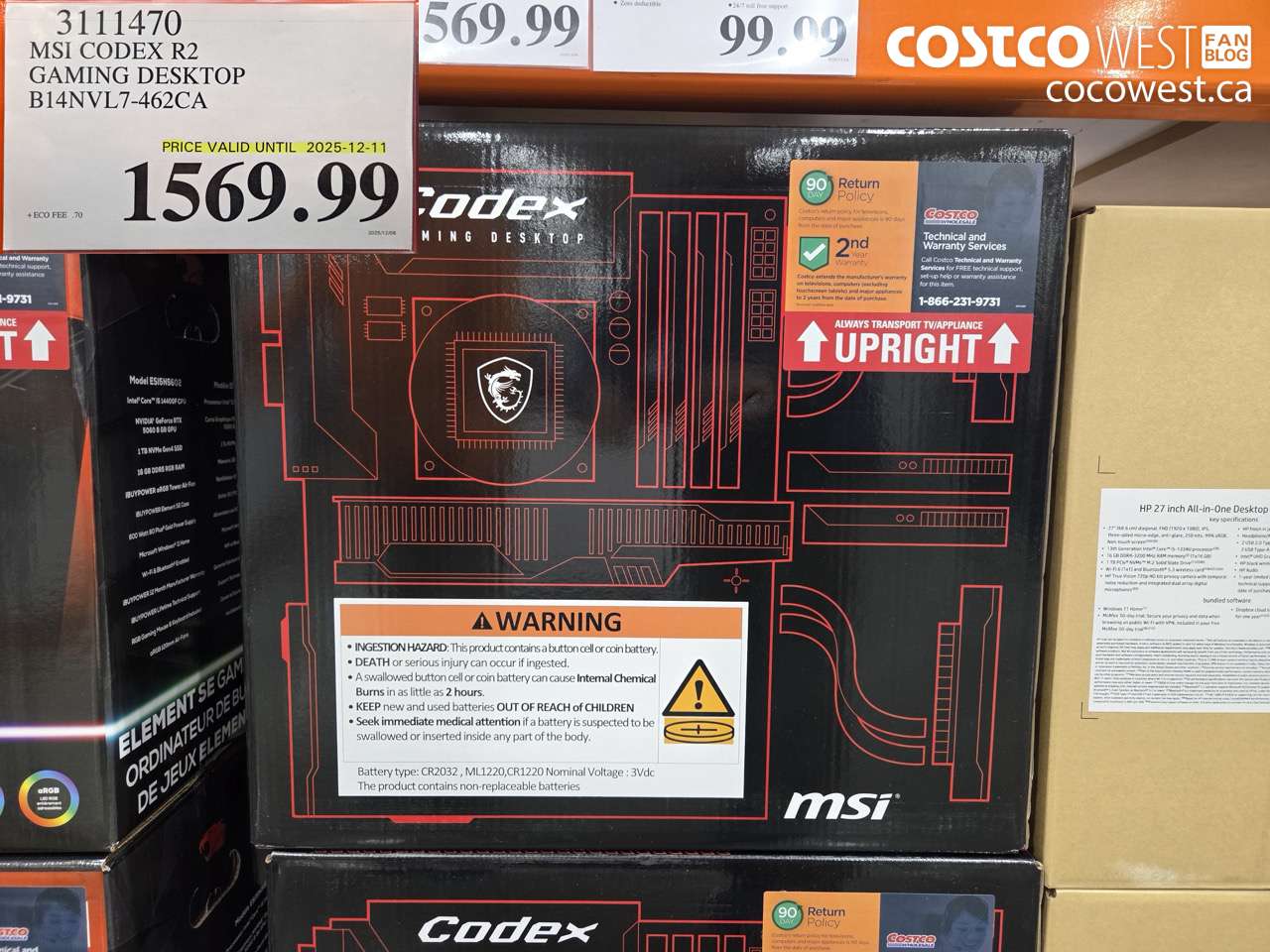 3111470 MSI CODEX R2 GAMING DESKTOP B14NVL7-462CA (EXPIRES ON 2025-12-11) $1569.99