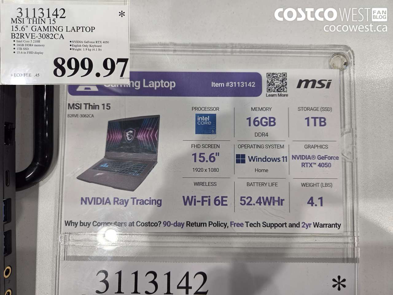 3113142 MSI THIN 15 15.6