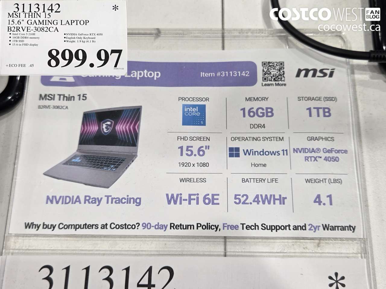 3113142 MSI THIN 15 15.6