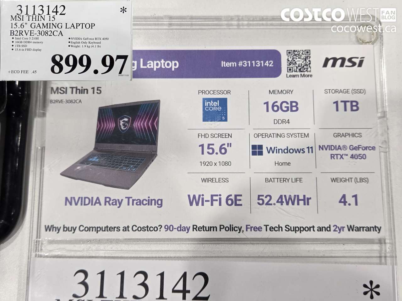 3113142 MSI THIN 15 15.6