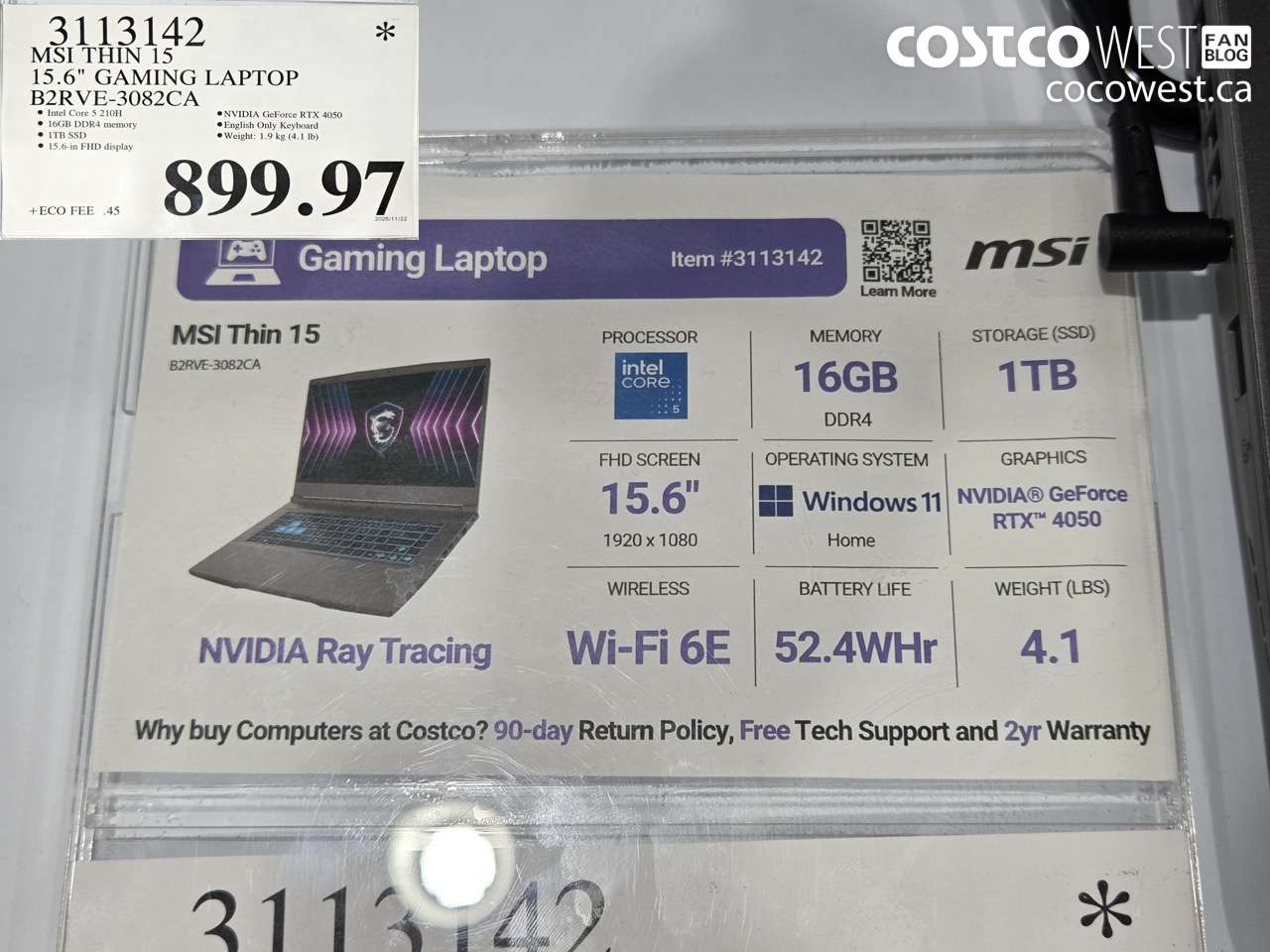 3113142 MSI THIN 15 15.6