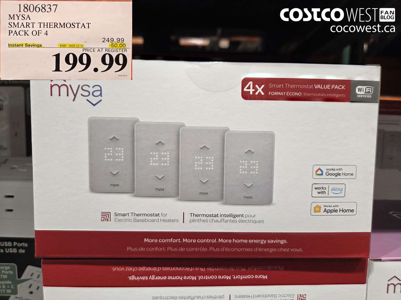 1806837 MYSA SMART THERMOSTAT PACK OF 4 ($50.00 INSTANT SAVINGS EXPIRES ON 2025-12-31) $199.99