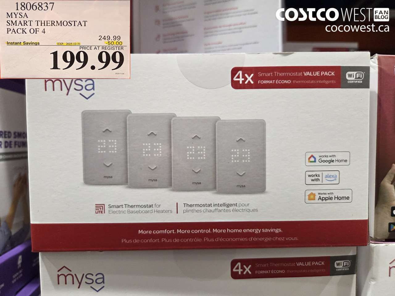 1806837 MYSA SMART THERMOSTAT PACK OF 4 ($50.00 INSTANT SAVINGS EXPIRES ON 2025-12-31) $199.99