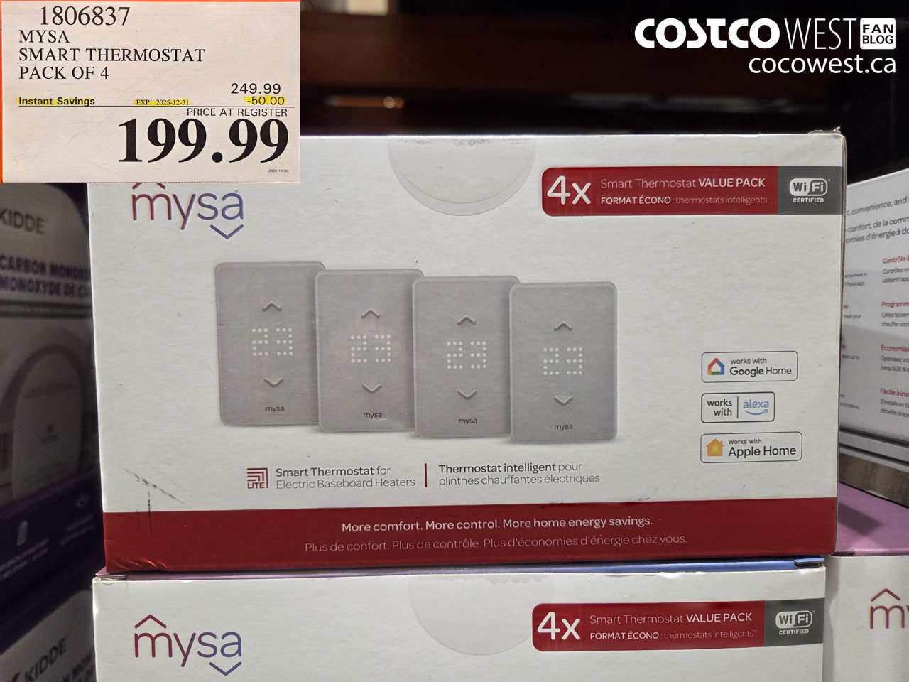 1806837 MYSA SMART THERMOSTAT PACK OF 4 ($50.00 INSTANT SAVINGS EXPIRES ON 2025-12-31) $199.99