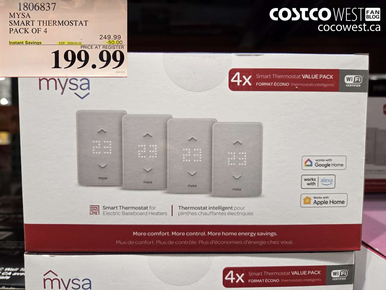 1806837 MYSA SMART THERMOSTAT PACK OF 4 ($50.00 INSTANT SAVINGS EXPIRES ON 2026-01-02) $199.99