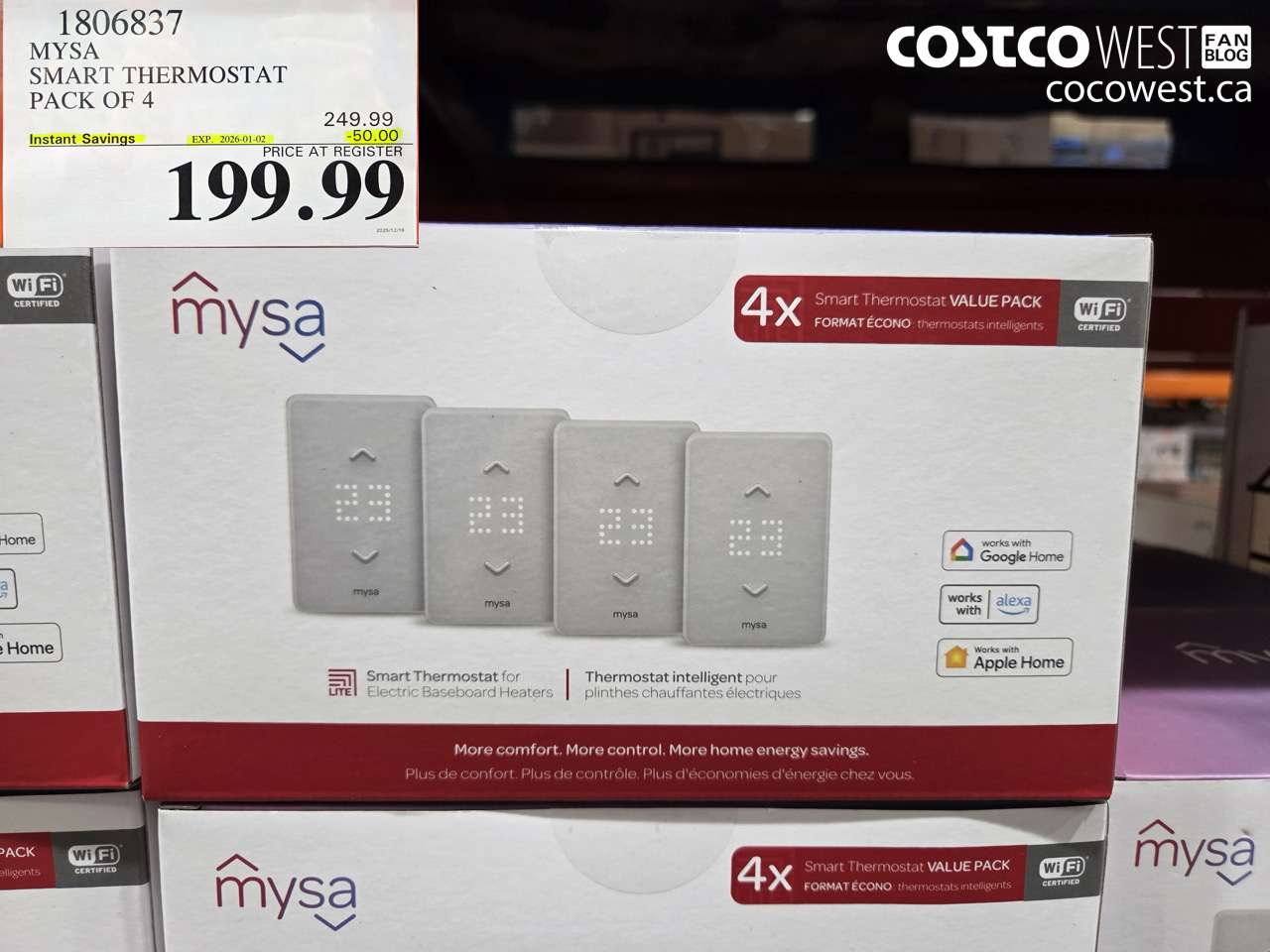 1806837 MYSA SMART THERMOSTAT PACK OF 4 ($50.00 INSTANT SAVINGS EXPIRES ON 2026-01-02) $199.99