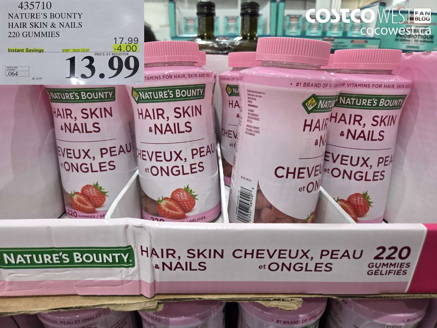 435710 NATURE'S BOUNTY HAIR SKIN & NAILS 220 GUMMIES ($4.00 INSTANT SAVINGS EXPIRES ON 2025-12-07) $13.99