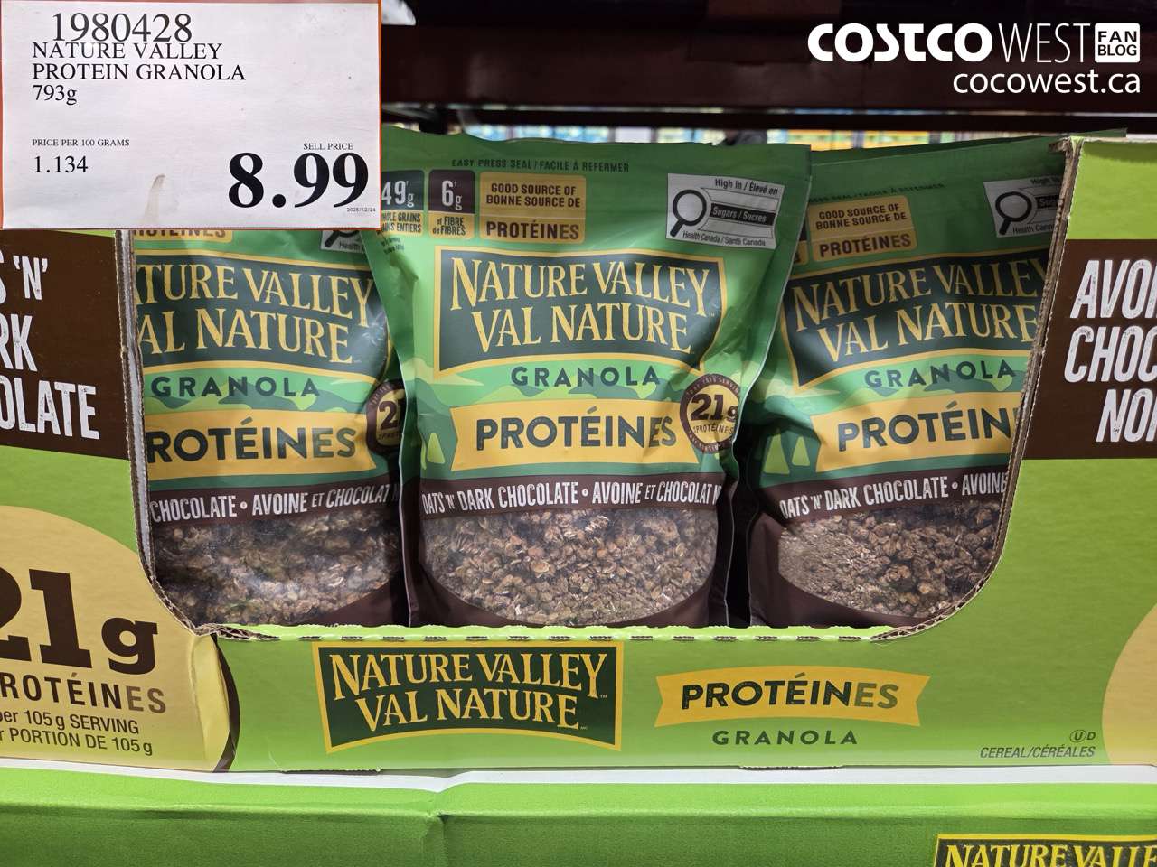 1980428 NATURE VALLEY PROTEIN GRANOLA 793G $8.99