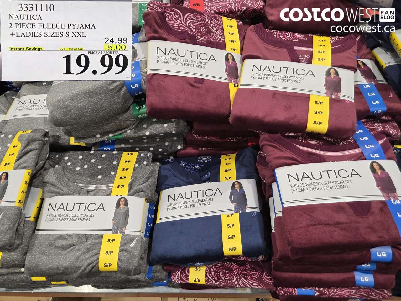 3331110 NAUTICA 2 PIECE FLEECE PYJAMA LADIES SIZES S-XXL ($5.00 INSTANT SAVINGS EXPIRES ON 2025-12-07) $19.99