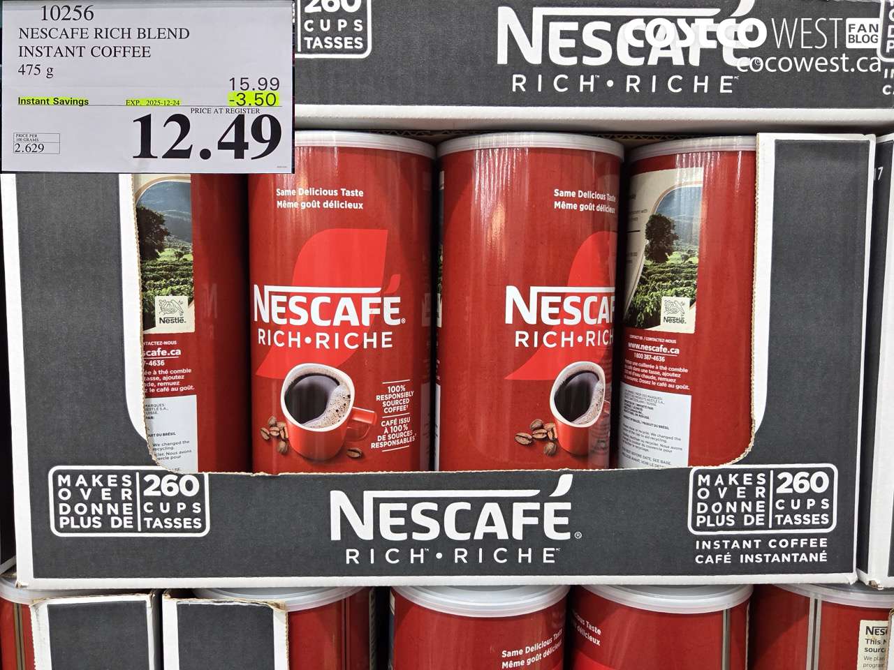 10256 NESCAFE RICH BLEND INSTANT COFFEE 475G $12-49 ($3.50 INSTANT SAVINGS EXPIRES ON 2025-12-24) $12.49