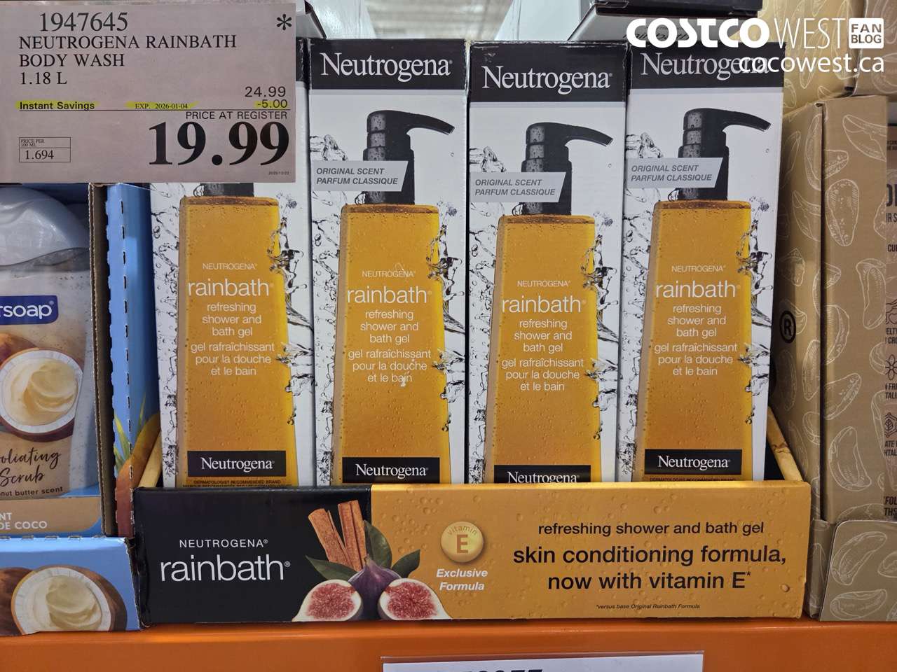 1947645 NEUTROGENA RAINBATH BODY WASH 1.18L ($5.00 INSTANT SAVINGS EXPIRES ON 2026-01-04) $19.99