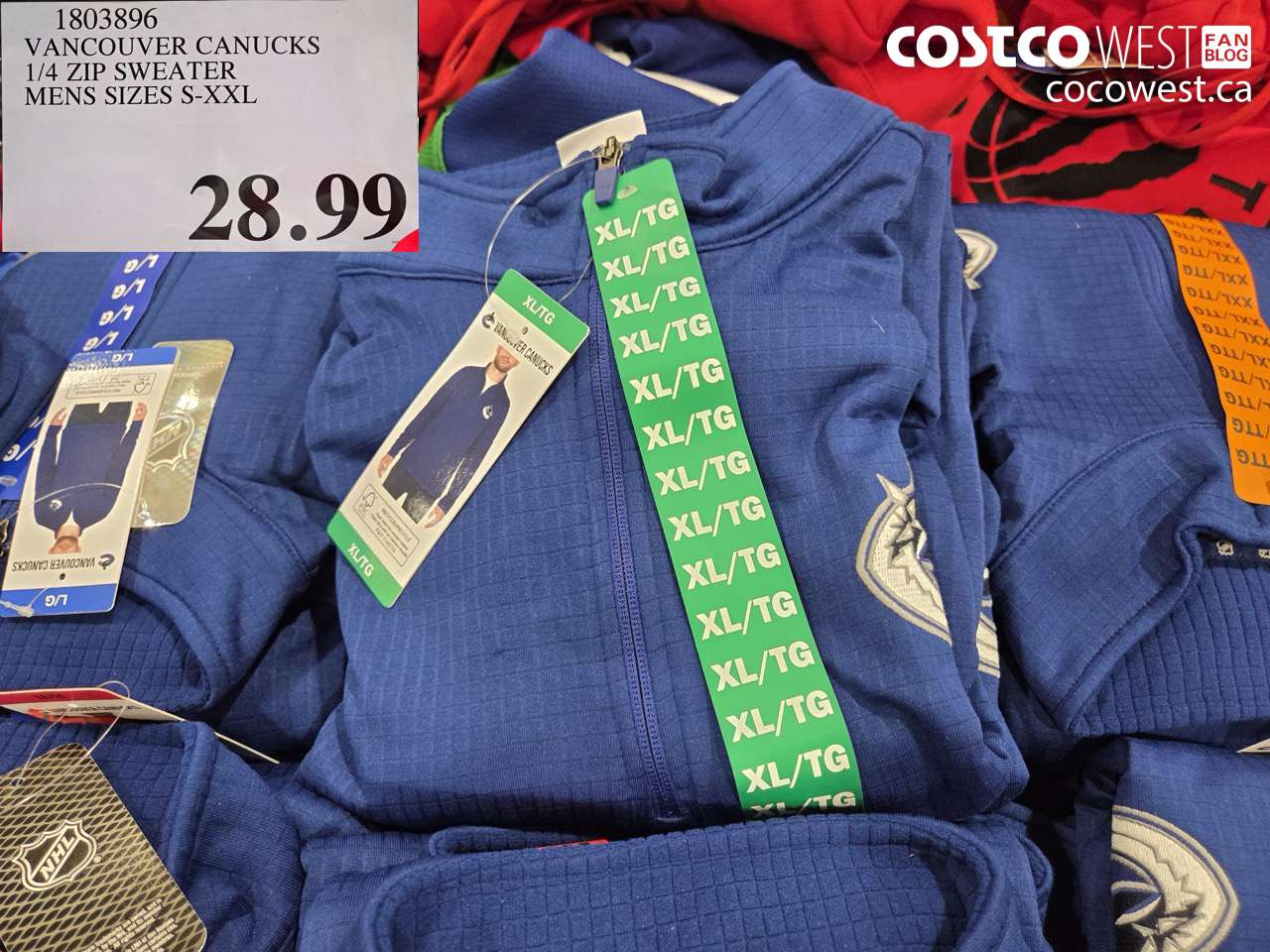 1803896 NHL CANUCKS 1/4 ZIP SWEATER MENS SIZES S-XXL $28.99