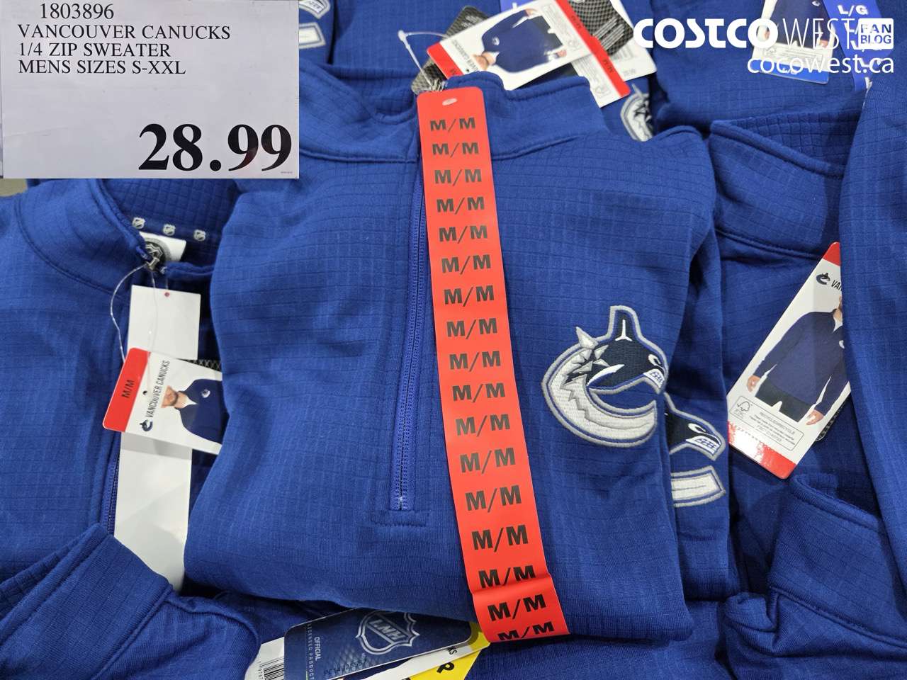 1803896 NHL CANUCKS 1/4 ZIP SWEATER MENS SIZES S-XXL $28.99