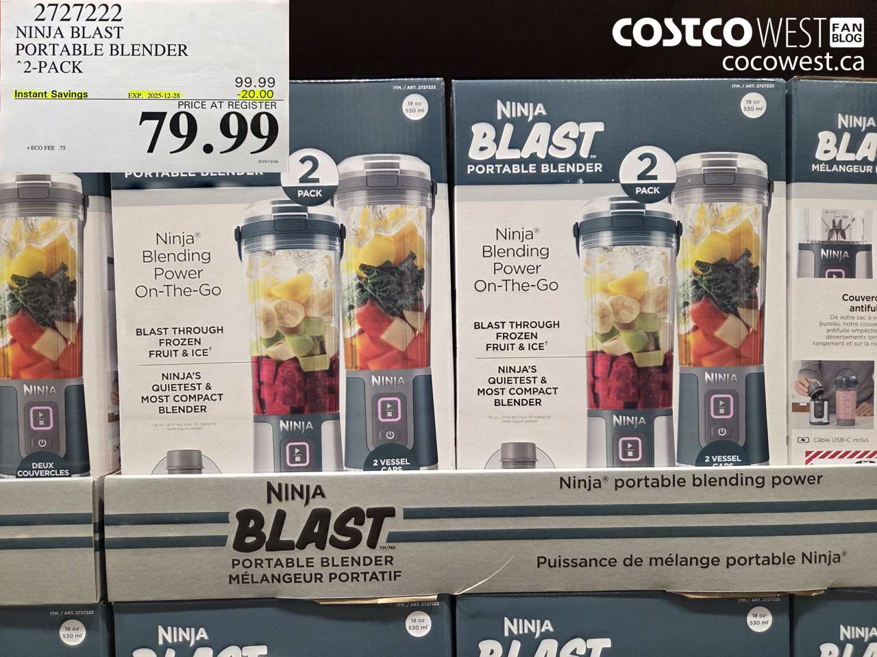 2727222 NINJA BLAST PORTABLE BLENDER TWO UNITS ($20.00 INSTANT SAVINGS EXPIRES ON 2025-12-28) $79.99