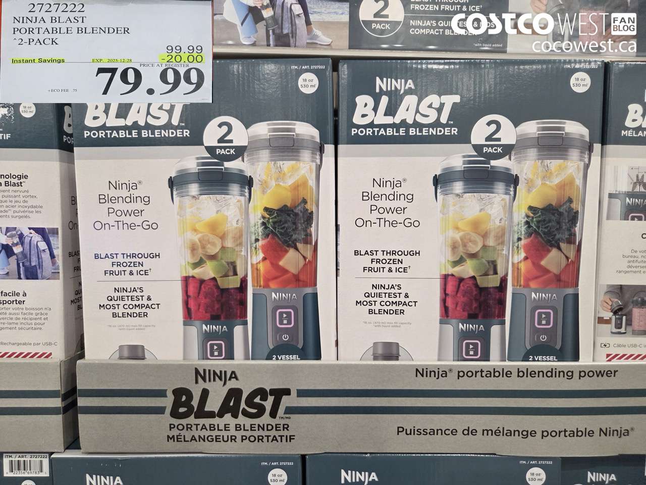 2727222 NINJA BLAST PORTABLE BLENDER TWO UNITS ($20.00 INSTANT SAVINGS EXPIRES ON 2025-12-28) $79.99
