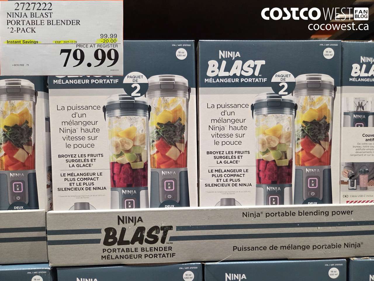 2727222 NINJA BLAST PORTABLE BLENDER TWO UNITS ($20.00 INSTANT SAVINGS EXPIRES ON 2025-12-28) $79.99