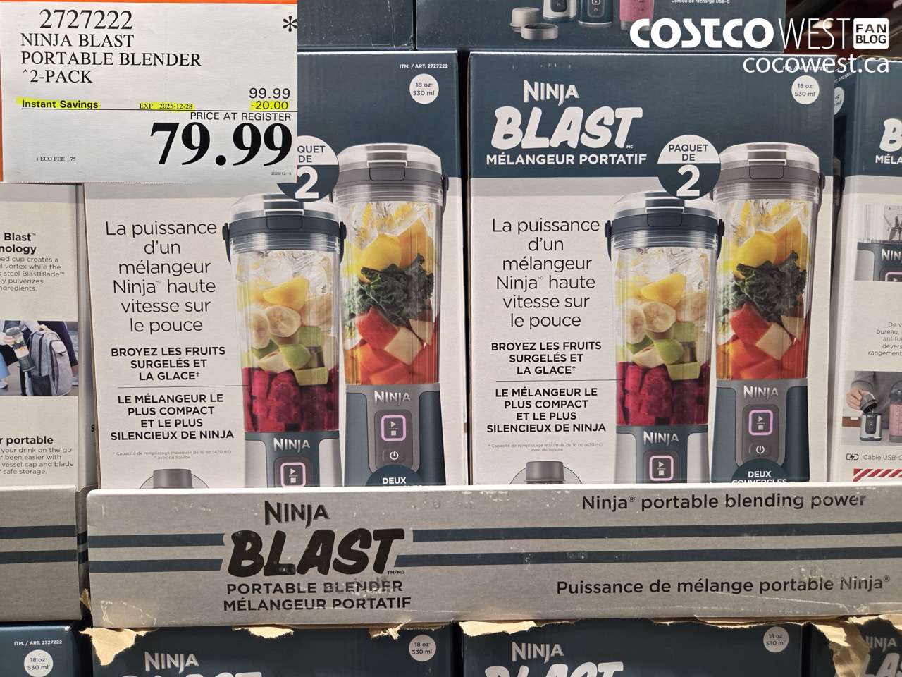 2727222 NINJA BLAST PORTABLE BLENDER TWO UNITS ($20.00 INSTANT SAVINGS EXPIRES ON 2025-12-28) $79.99