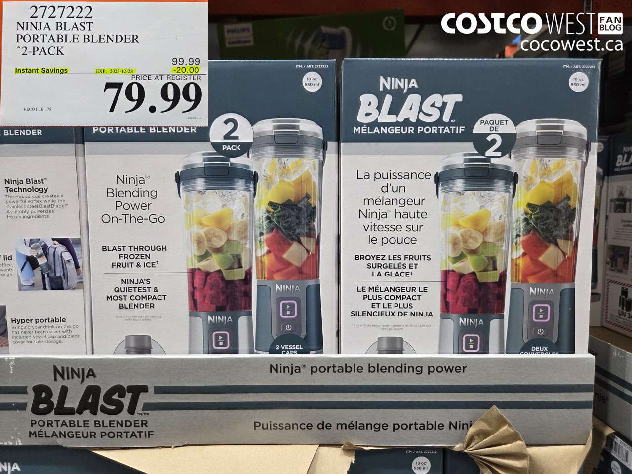 2727222 NINJA BLAST PORTABLE BLENDER TWO UNITS ($20.00 INSTANT SAVINGS EXPIRES ON 2025-12-28) $79.99