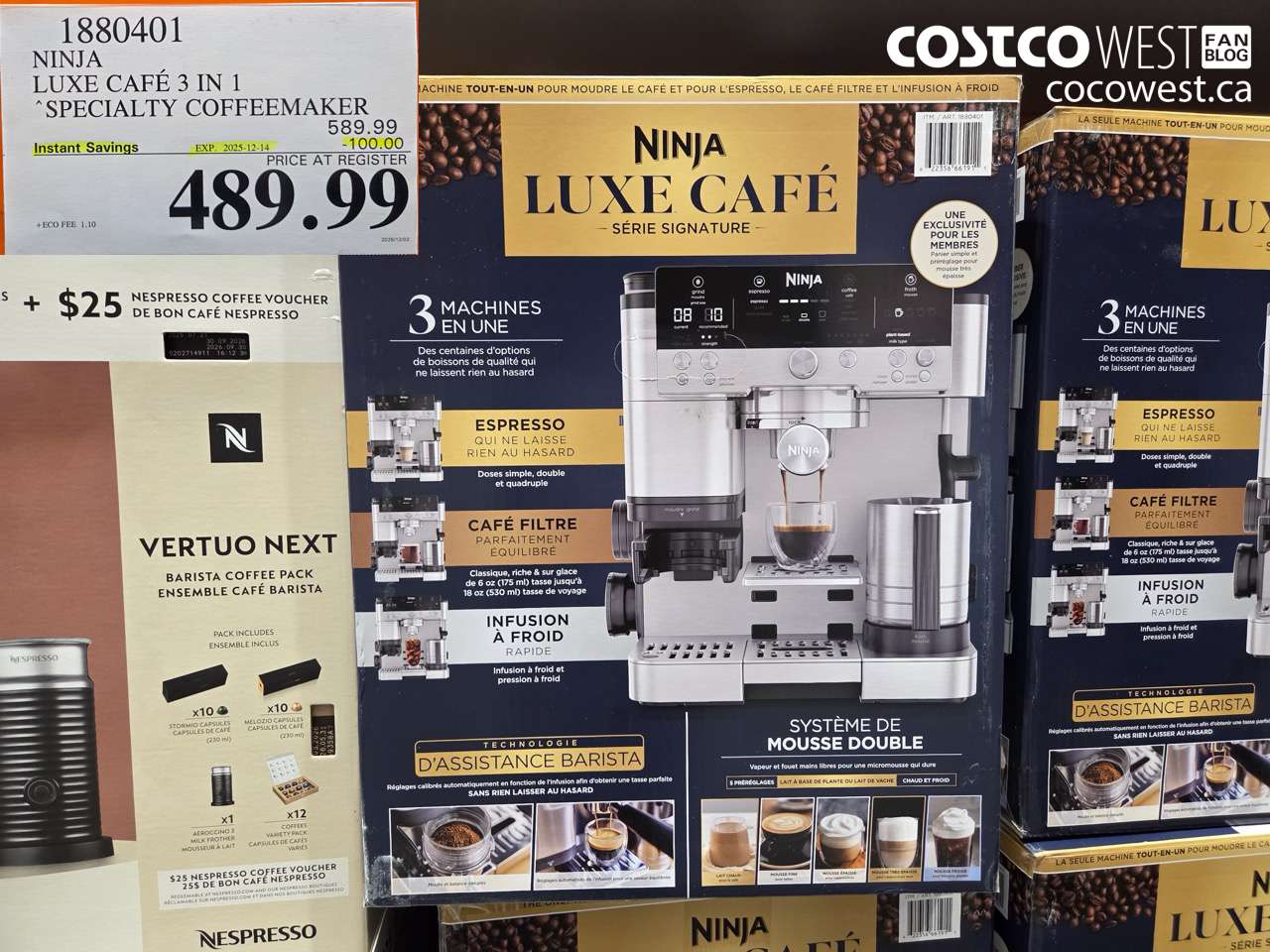 1880401 NINJA LUXE CAFE 3 IN 1 SPECIALTY COFFEEMAKER ($100.00 INSTANT SAVINGS EXPIRES ON 2025-12-14) $489.99