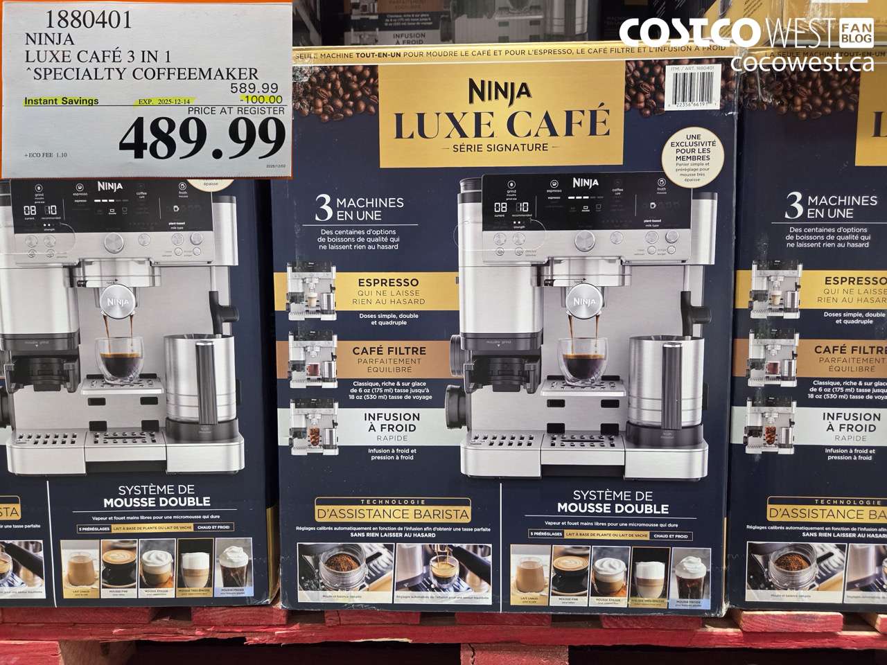 1880401 NINJA LUXE CAFE 3 IN 1 SPECIALTY COFFEEMAKER ($100.00 INSTANT SAVINGS EXPIRES ON 2025-12-14) $489.99
