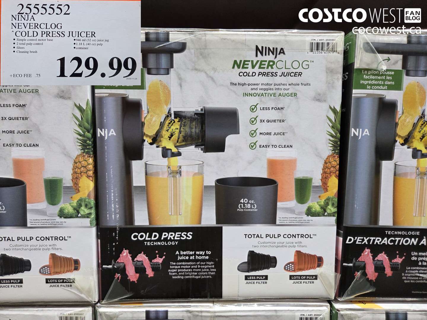 2555552 NINJA NEVERCLOG COLD PRESS JUICER $129.99
