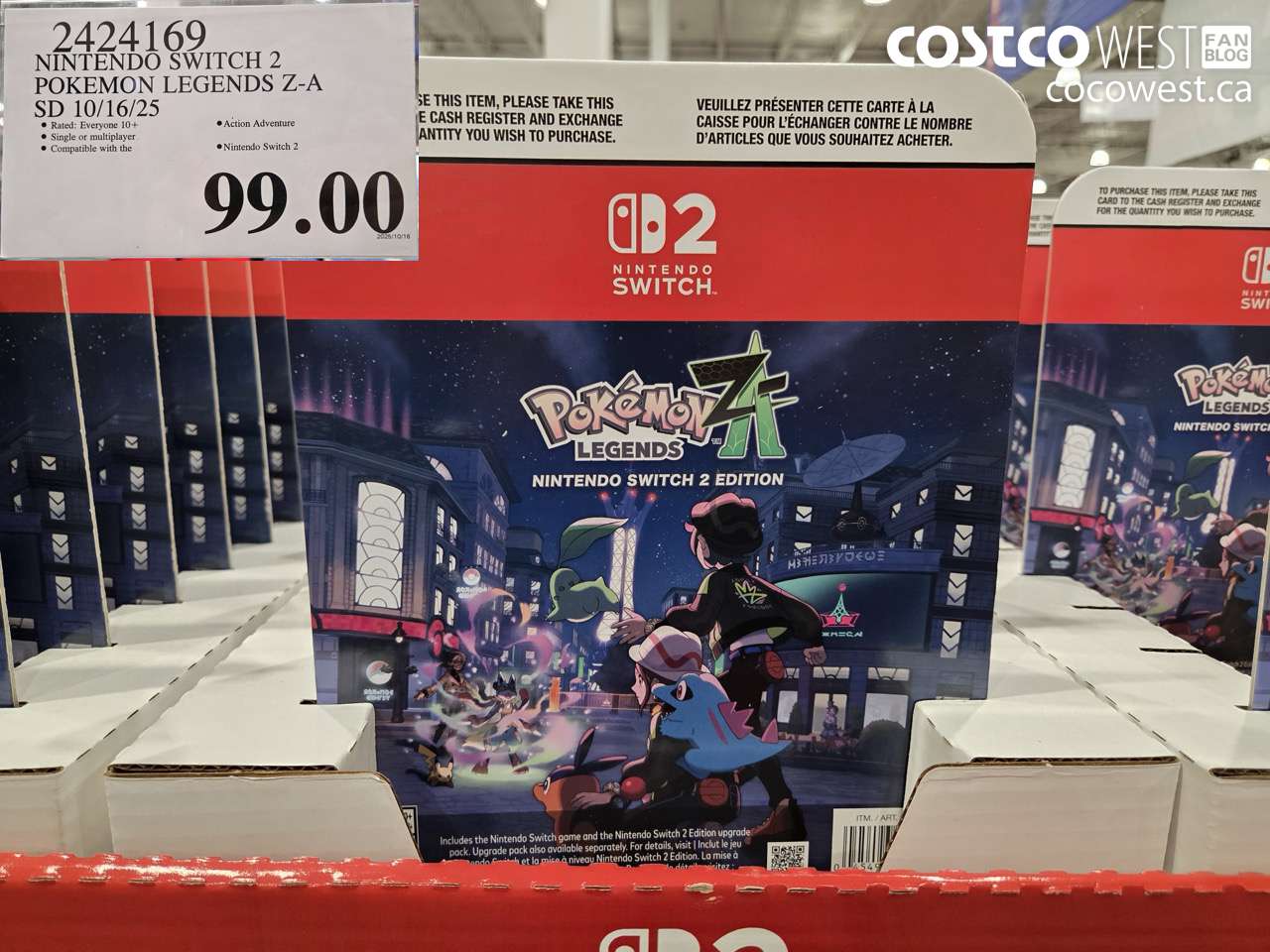 2424169 NINTENDO SWITCH 2 POKEMON LEGENDS Z-A SD 10/16/25 $99.00