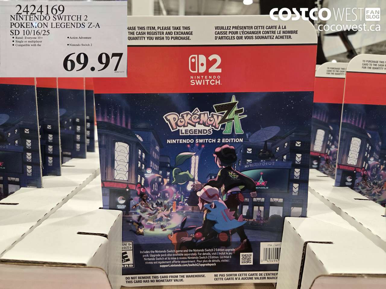 2424169 NINTENDO SWITCH 2 POKEMON LEGENDS Z-A SD 10/16/25 $69.97