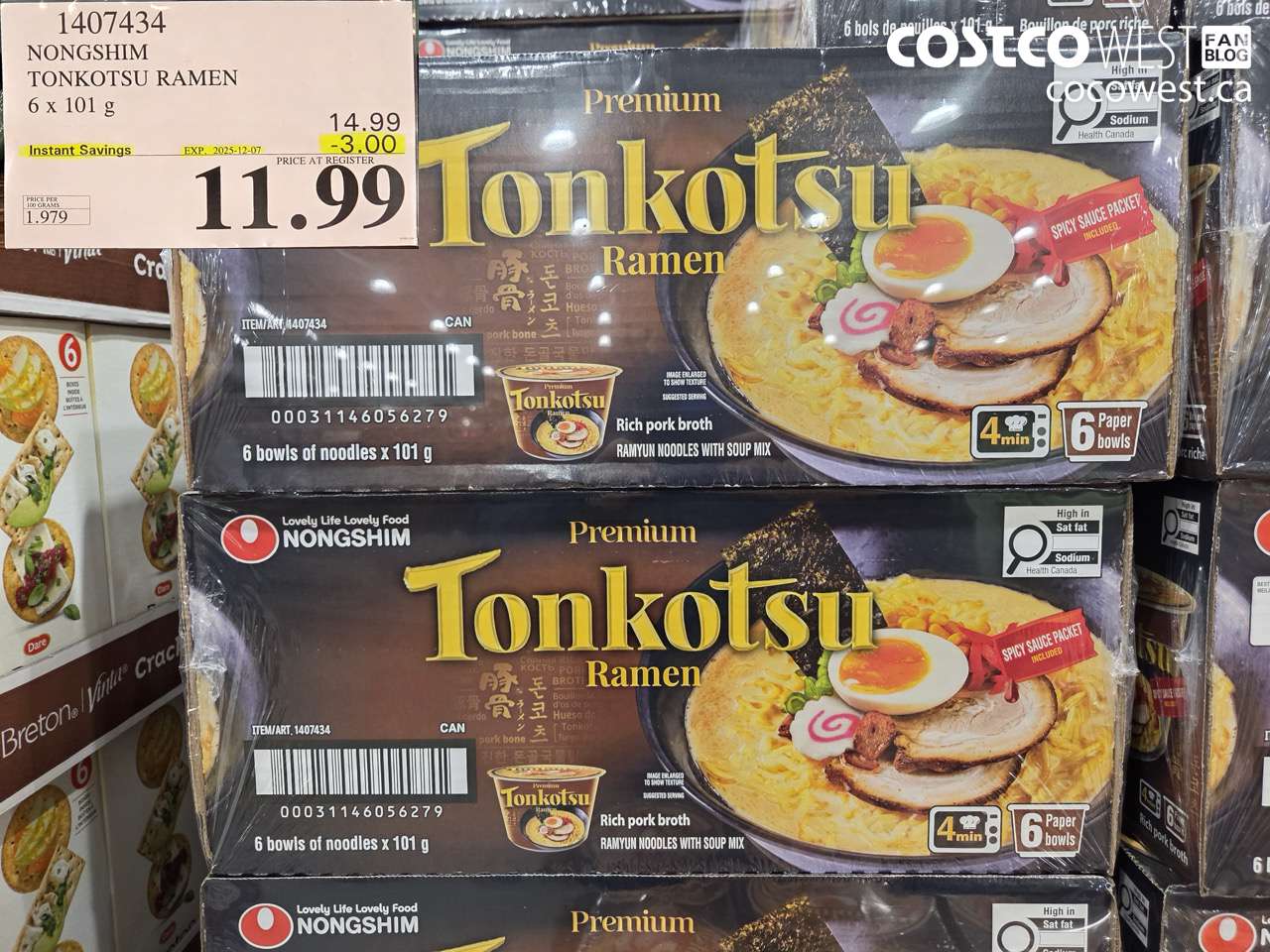 1407434 NONG SHIM TONKOTSU RAMEN 6 x 101 g ($3.00 INSTANT SAVINGS EXPIRES ON 2025-12-07) $11.99