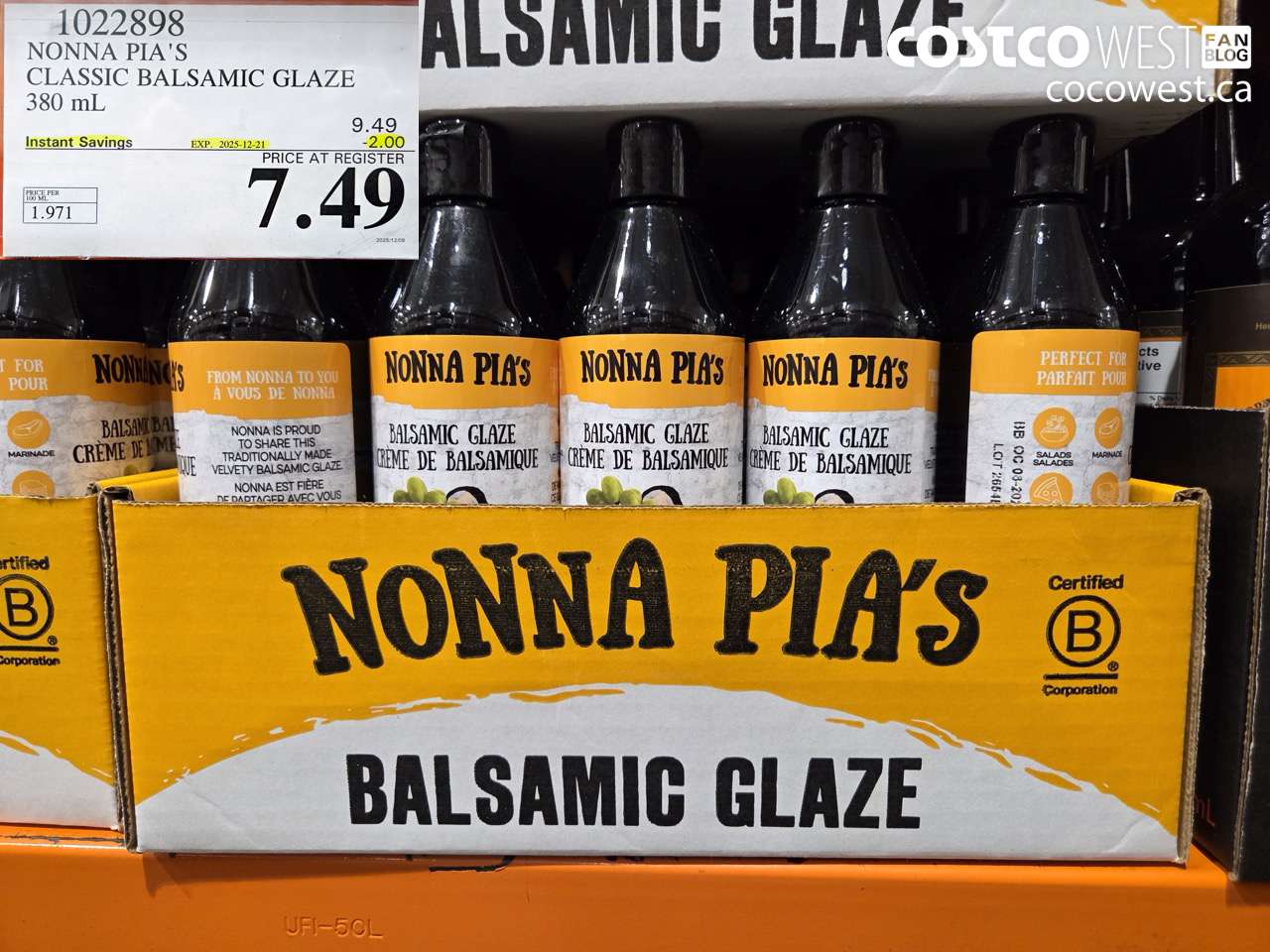 1022898 NONNA PIA'S GOURMET BALSAMIC REDUCTION 380 ML ($2.00 INSTANT SAVINGS EXPIRES ON 2025-12-21) $7.49