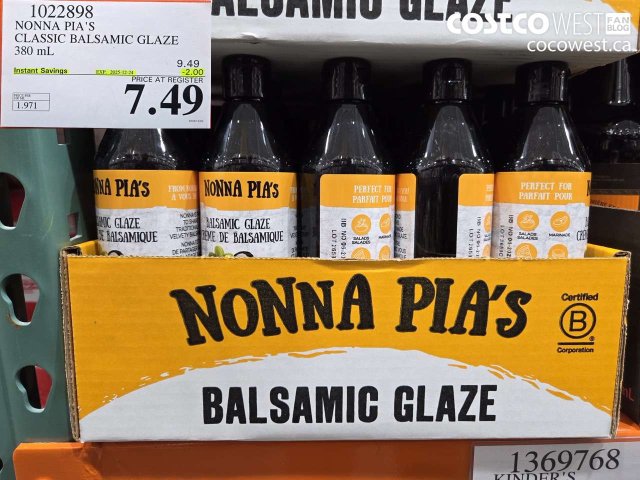 1022898 NONNA PIA'S GOURMET BALSAMIC REDUCTION 380 ML ($2.00 INSTANT SAVINGS EXPIRES ON 2025-12-24) $7.49