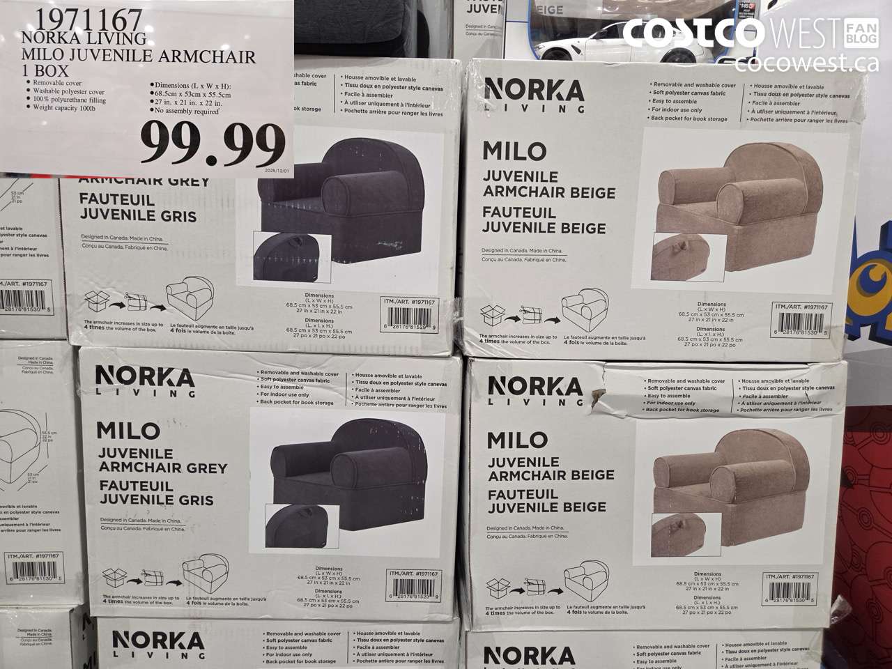 1971167 NORKA LIVING MILO JUVEILE ARMCHAIR 1 BOX $99.99