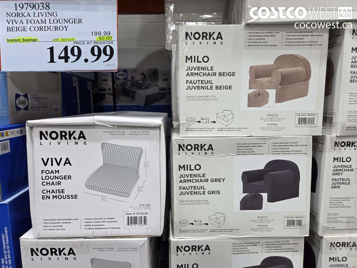 1979038 NORKA LIVING VIVA FOAM LOUNGER BEIGE CORDUROY ($50.00 INSTANT SAVINGS EXPIRES ON 2025-12-07) $149.99