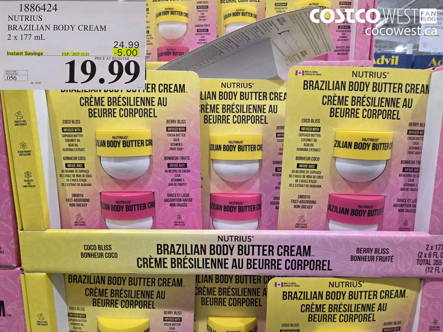 1886424 NUTRIUS BRAZILIAN BODY CREAM 2 X 177ML ($5.00 INSTANT SAVINGS EXPIRES ON 2025-12-21) $19.99