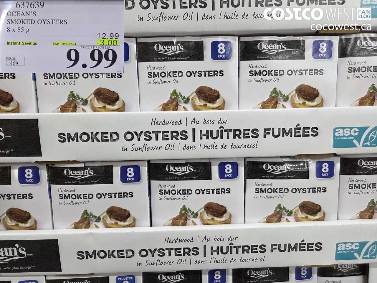 637639 OCEAN'S SMOKED OYSTERS 8 x 85 g ($3.00 INSTANT SAVINGS EXPIRES ON 2025-12-23) $9.99