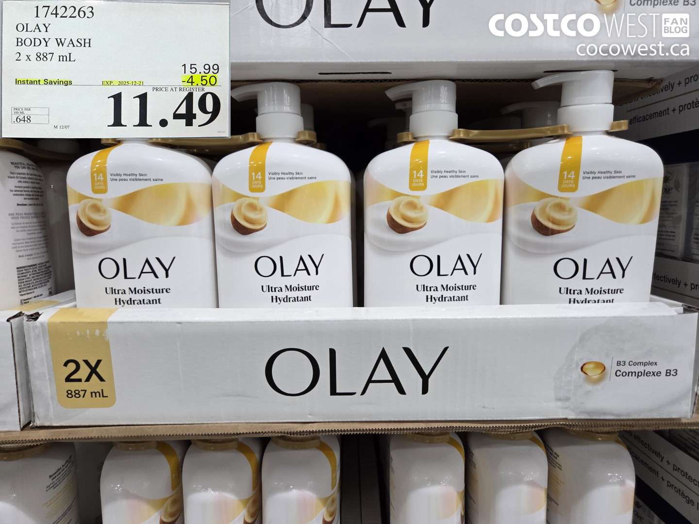 1742263 OLAY BODY WASH 2 X 887 ML ($4.50 INSTANT SAVINGS EXPIRES ON 2025-12-21) $11.49