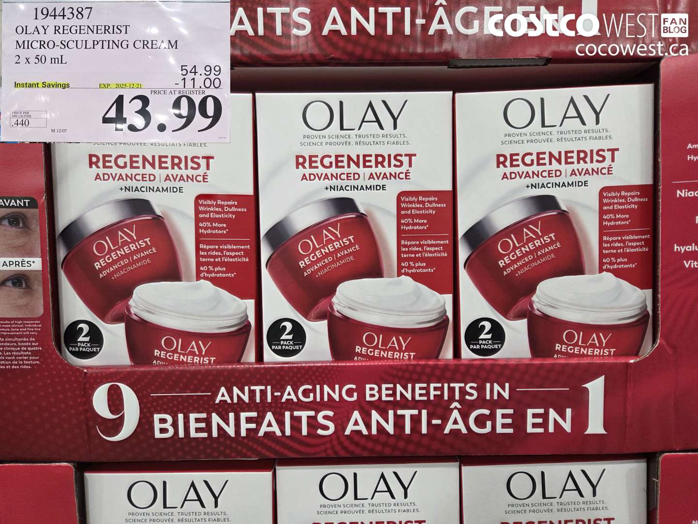 1944387 OLAY REGENERIST MICRO-SCULPTING CREAM 2 x 50 mL ($11.00 INSTANT SAVINGS EXPIRES ON 2025-12-21) $43.99
