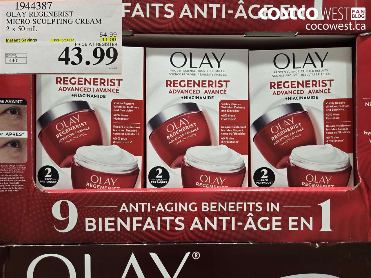 1944387 OLAY REGENERIST MICRO-SCULPTING CREAM 2 x 50 mL ($11.00 INSTANT SAVINGS EXPIRES ON 2025-12-21) $43.99