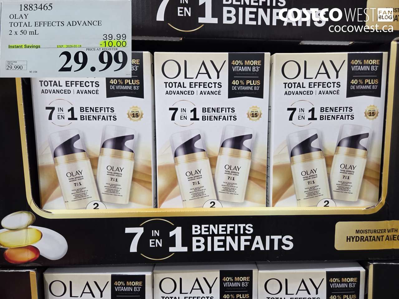 1883465 OLAY TOTAL EFFECTS ADV 2 X 50ML ($10.00 INSTANT SAVINGS EXPIRES ON 2026-01-18) $29.99