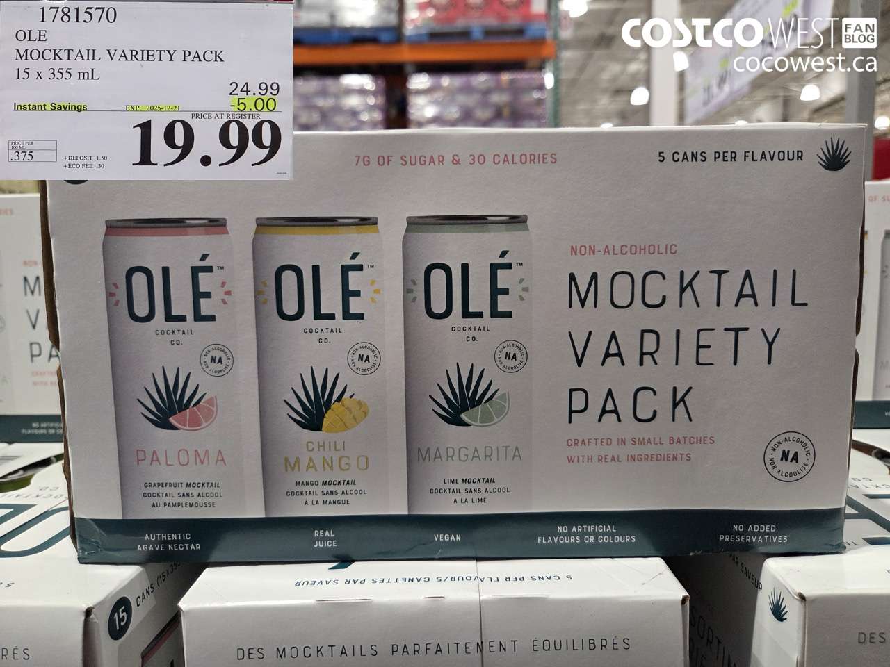 1781570 OLE MOCKTAIL VARIETY PACK 15 X 355ML ($5.00 INSTANT SAVINGS EXPIRES ON 2025-12-21) $19.99